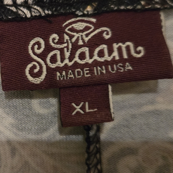 Salaam XL Tunic, Black With Beautiful Multicolored Swirling Pattern, Scoop Neck - Picture 3 of 4